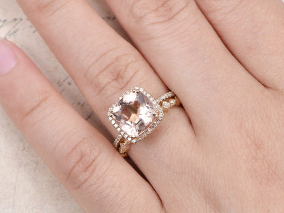 9mm-cushion-cut-morganite-engagement-ring-set-2pcs-14k-rose-gold-diamond-halo-art-deco-band