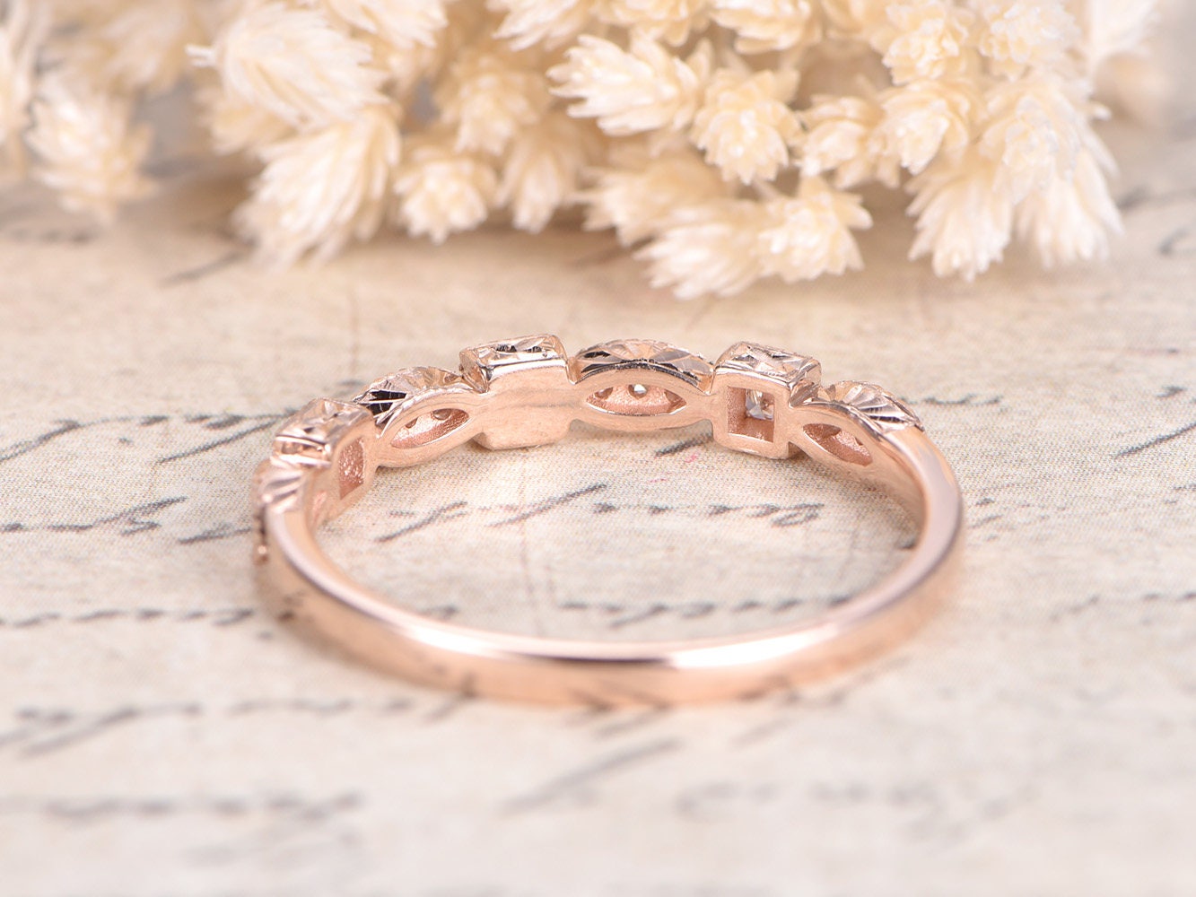 natural-diamond-wedding-band-14k-rose-gold-anniversary-ring-half-eternity-ring-art-deco-antique-stackable-ring-half-eternity-diamond-ring