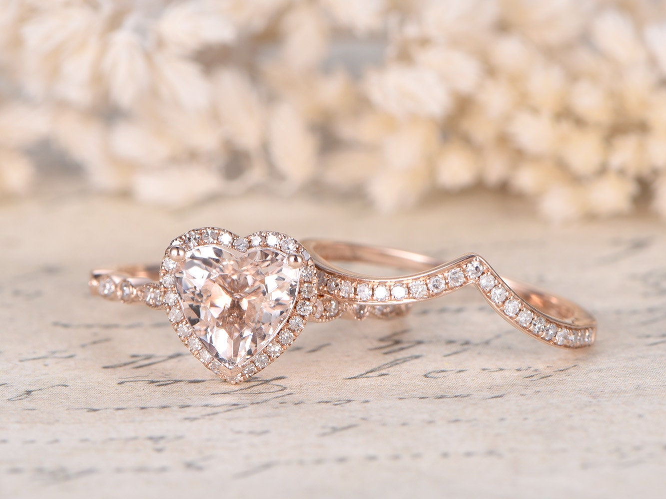 8mm-heart-cut-morganite-engagement-ring-set-2pcs-14k-rose-gold-diamond-halo-curved-v-shape-matching-band