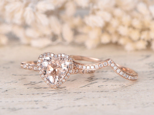 8mm-heart-cut-morganite-engagement-ring-set-2pcs-14k-rose-gold-diamond-halo-curved-v-shape-matching-band