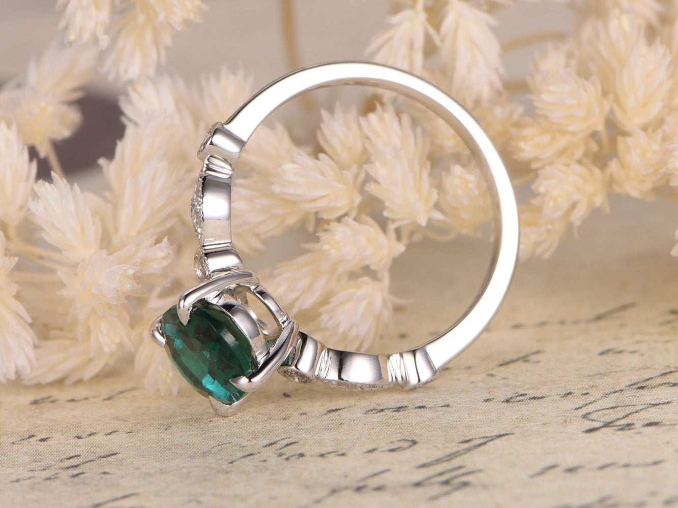 6x8mm-oval-cut-emerald-engagement-ring-solid-14k-white-gold-diamond-accent-art-deco-band-design