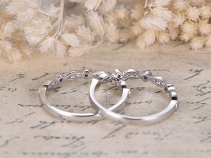 sapphire-wedding-band-set-2pcs-14k-white-gold-diamond-half-eternity