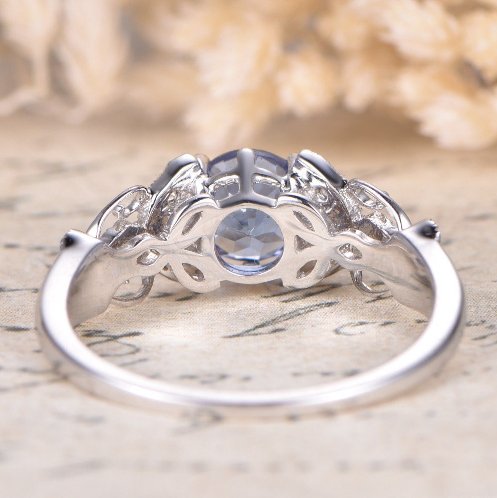 5mm-round-cut-natural-tanzanite-engagement-ring-14k-white-gold-diamond-floral-design