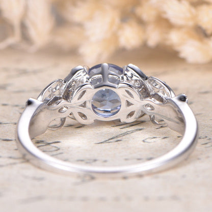 5mm-round-cut-natural-tanzanite-engagement-ring-14k-white-gold-diamond-floral-design