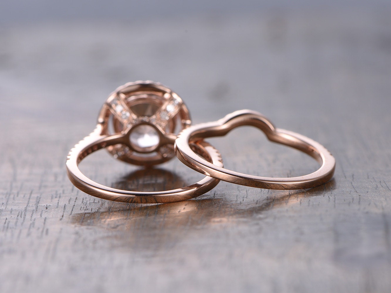 7mm-round-cut-morganite-engagement-ring-set-2pcs-14k-rose-gold-diamond-halo-half-eternity-curved-band