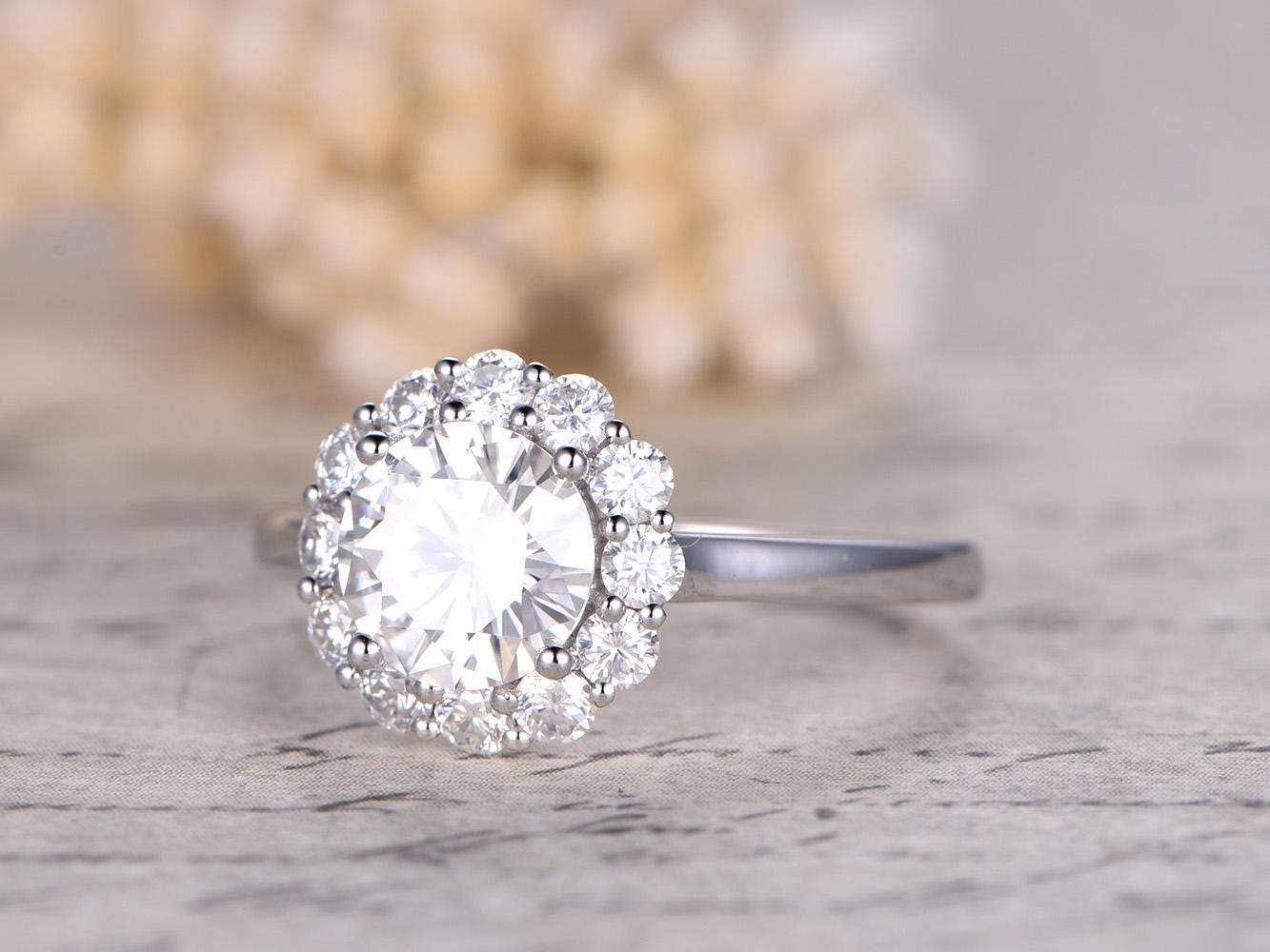 7mm-round-cut-moissanite-engagement-ring-14k-white-gold-full-cut-moissanite-plain-band-flower-design