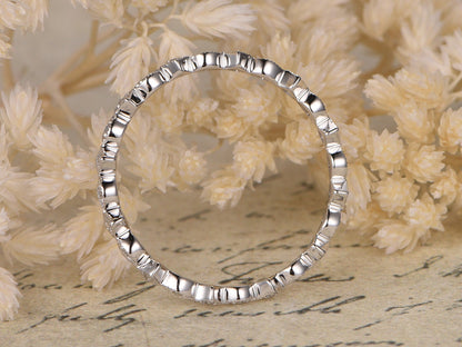 Diamond Wedding Band 14K White Gold Art Deco Full Eternity Design