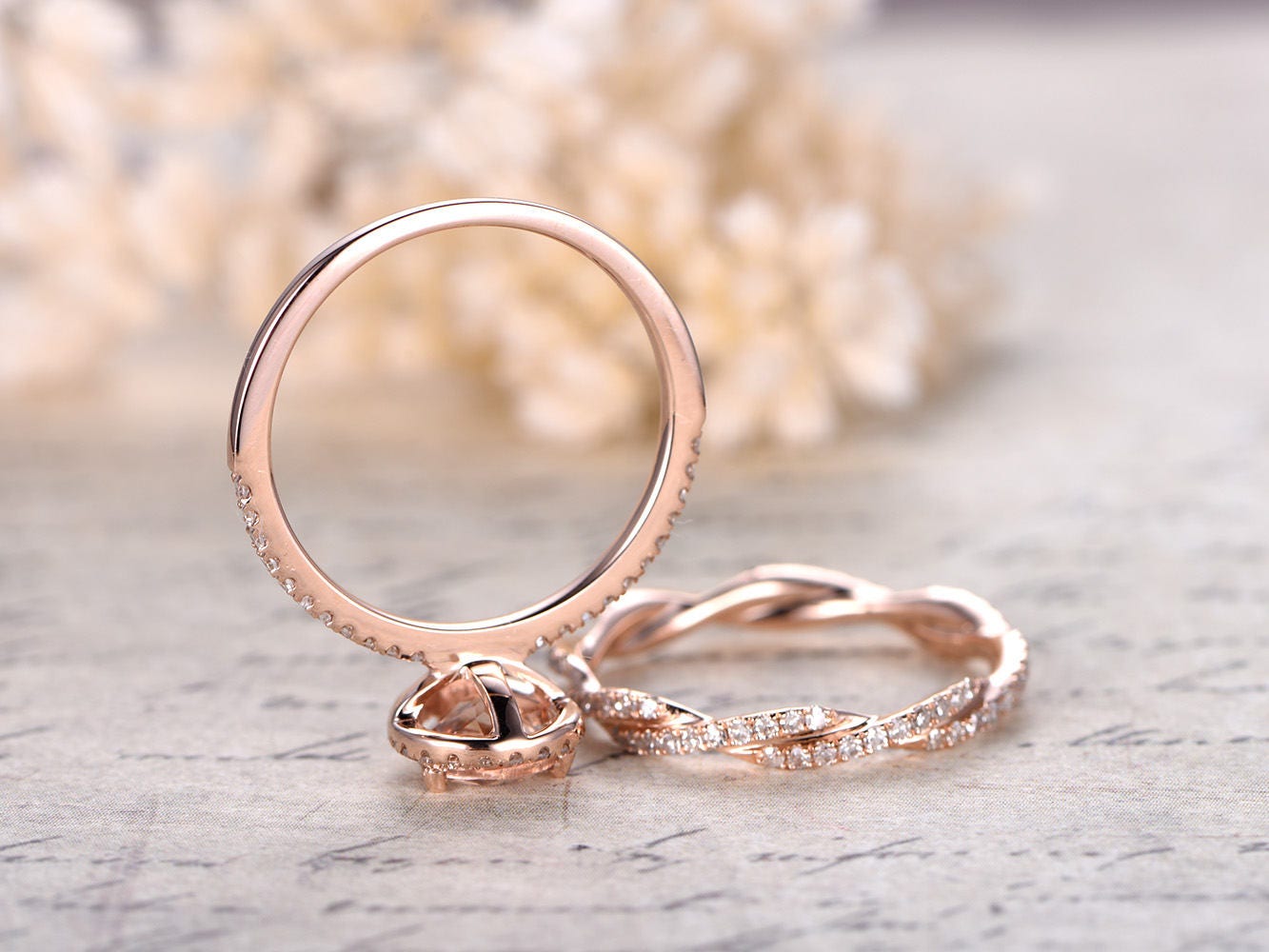 6x8mm-pear-cut-morganite-engagement-ring-set-2pcs-solid-14k-rose-gold-diamond-deco-split-shank-band