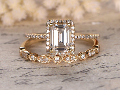 6x8mm-emerald-cut-moissanite-engagement-ring-set-2pcs-14k-yellow-gold-halo-diamond-band-art-deco-matching-band