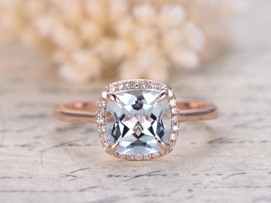 8mm-cushion-cut-aquamarine-engagement-ring-14k-rose-gold-diamond-halo-plain-band-design-march-birthstone