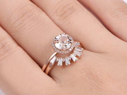 7mm-round-cut-morganite-engagement-set-2pcs-14k-rose-gold-diamond-halo-diamond-crown-band
