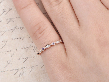 Alliances en diamants, alliances éternité, bague de fiançailles sertie clos, alliance milgrain, alliance Art déco en tanzanites, or rose massif 14 carats
