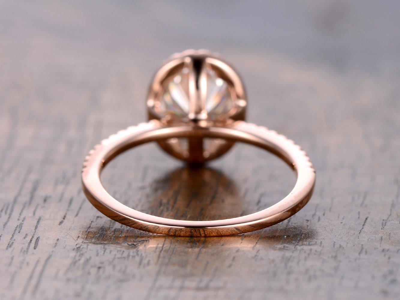 Bague en or blanc avec moissanite VVS 6x8 mm, bague de fiançailles ovale en moissanite 1,5 ct, alliance en or rose 14 carats avec halo de moissanite pour femme