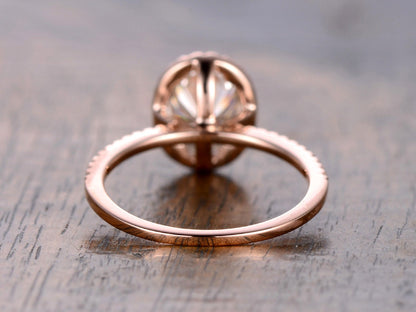 Bague en or blanc avec moissanite VVS 6x8 mm, bague de fiançailles ovale en moissanite 1,5 ct, alliance en or rose 14 carats avec halo de moissanite pour femme