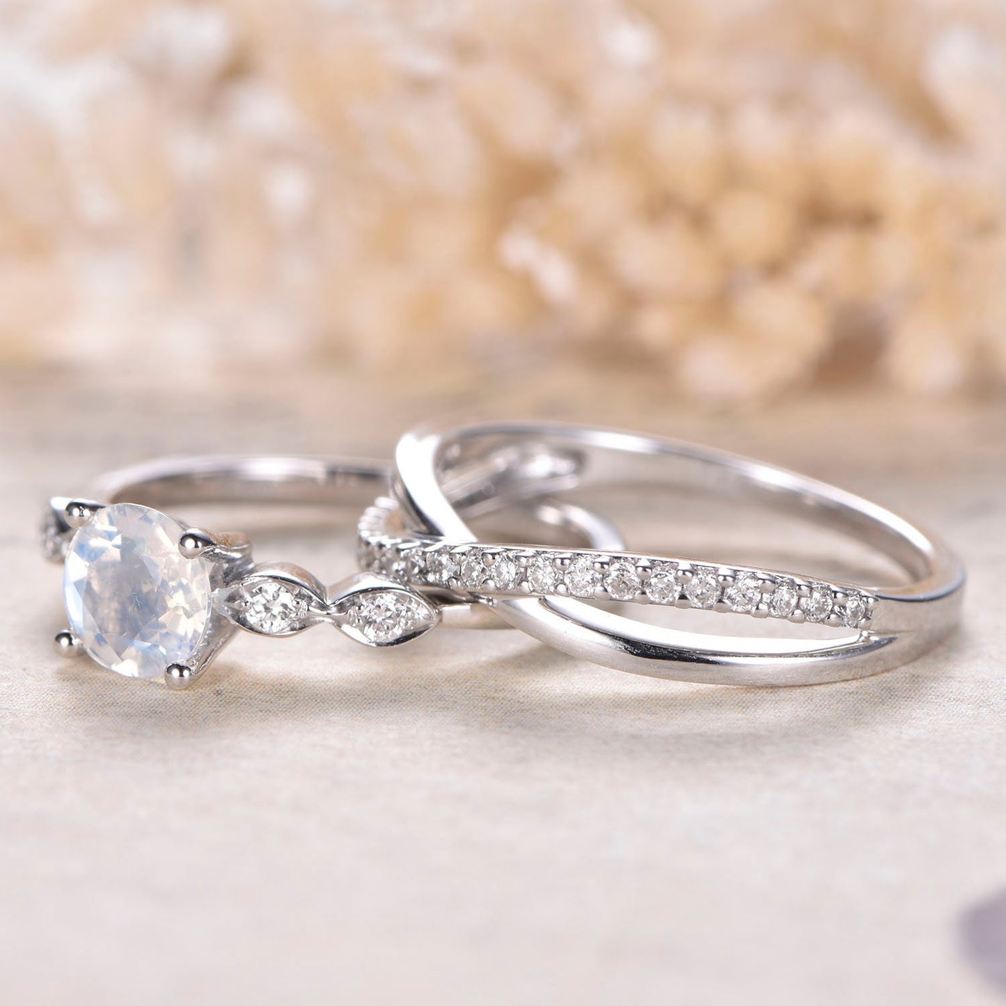 6mm-round-cut-moonstone-engagement-ring-set-2pcs-14k-white-gold-art-deco-solitaire-infinity-diamond-band
