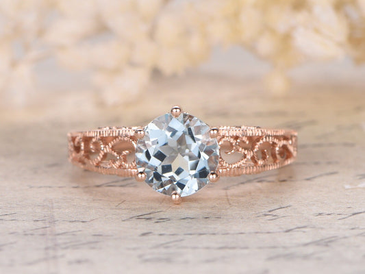 8mm-round-cut-aquamarine-engagement-ring-14k-rose-gold-floral-design-plain-band