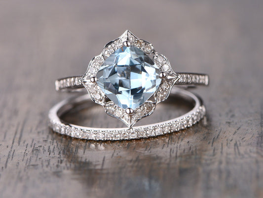 7mm-cushion-cut-aquamarine-engagement-ring-set-2pcs-diamond-floral-halo-half-eternity-thin-matching-band