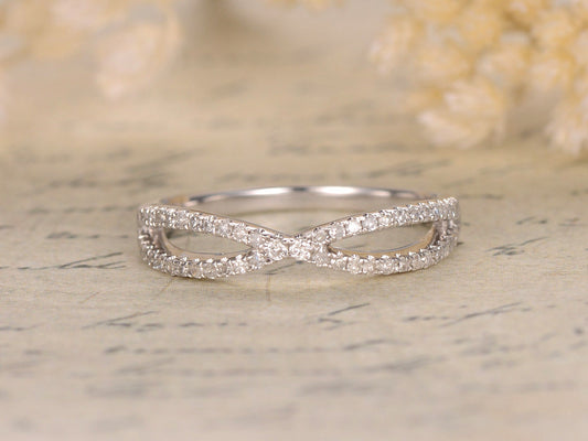 Bague sertie de diamants en grappe, alliance demi-éternité évasée, bague de fiançailles pavée de diamants, bague de mariage pavée, bague demi-éternité pavée