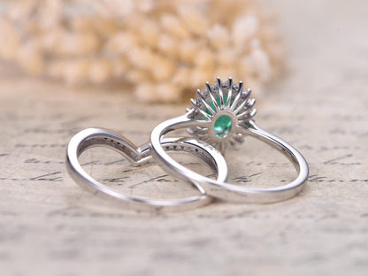 5x7mm-oval-cut-natural-emerald-engagement-ring-set-2pcs-solid-14k-white-gold-may-birthstone-v-diamond-band