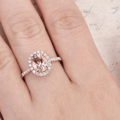 6x8mm-oval-cut-morganite-engagement-ring-vintage-14k-rose-gold-diamond-halo-half-eternity