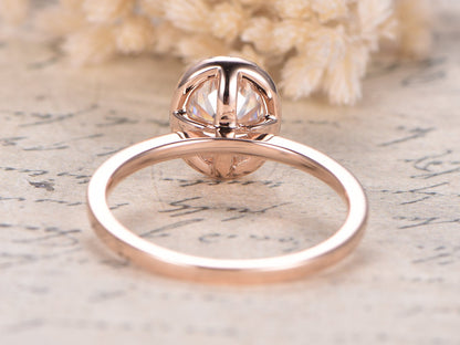 6x8mm-oval-cut-moissanite-engagement-ring-14k-rose-gold-diamond-halo-design-plain-dainty-band