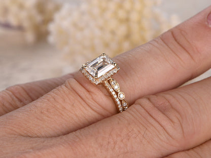 6x8mm-emerald-cut-moissanite-engagement-ring-set-2pcs-14k-yellow-gold-halo-diamond-band-art-deco-matching-band
