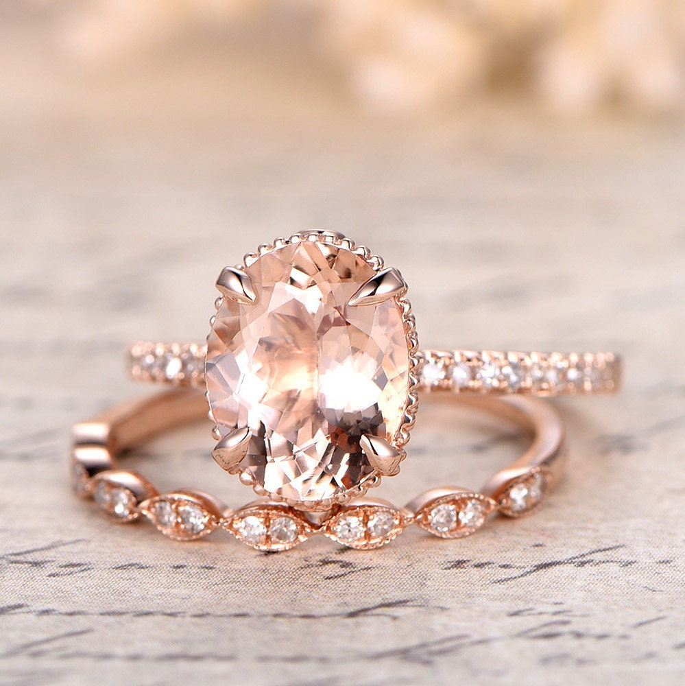 9x11mm-oval-cut-morganite-engagement-ring-set-2pcs-14k-rose-gold-solitaire-half-eternity-diamond-art-deco-band