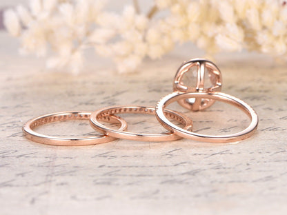 6x8mm-oval-cut-morganite-engagement-ring-set-3pcs-14k-rose-gold-diamond-halo-half-eternity-two-thin-diamond-band