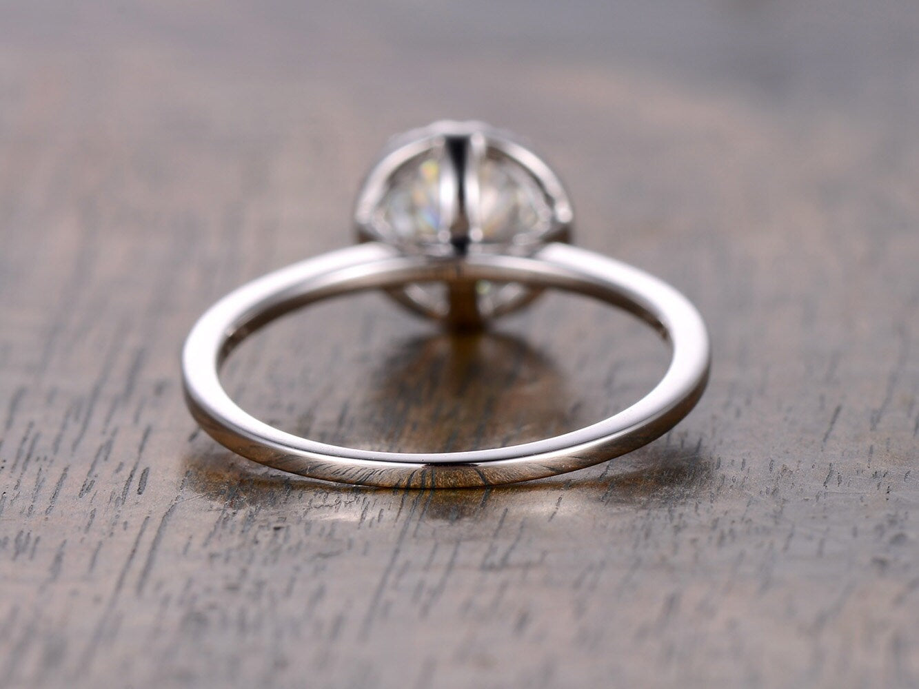 Bague en moissanite VVS taille ronde 6,5 mm, bague de fiançailles en moissanite, bague en diamant, bague en or blanc 14 carats, bague de fiançailles pour femme