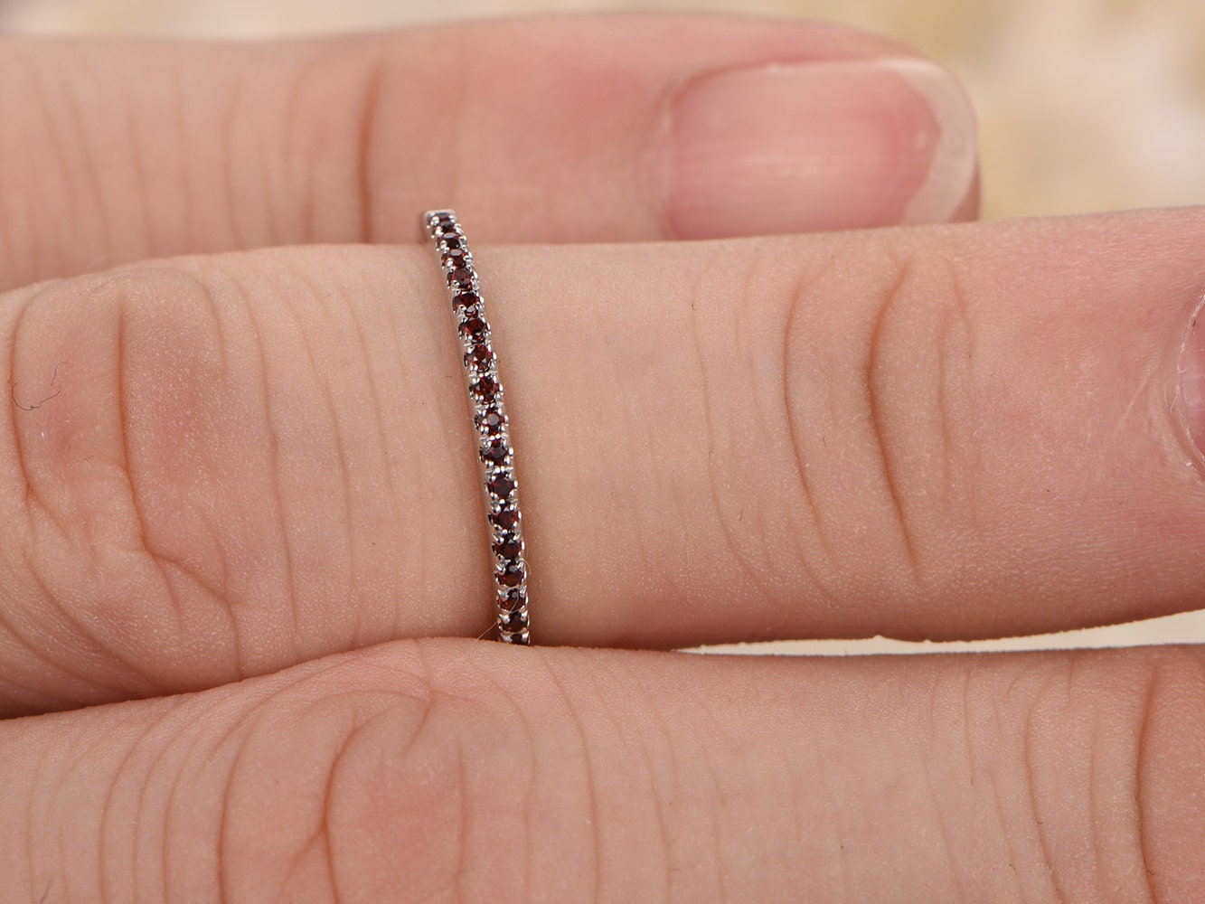 garnet-wedding-band-half-eternity-band-14k-white-gold-pave-setting