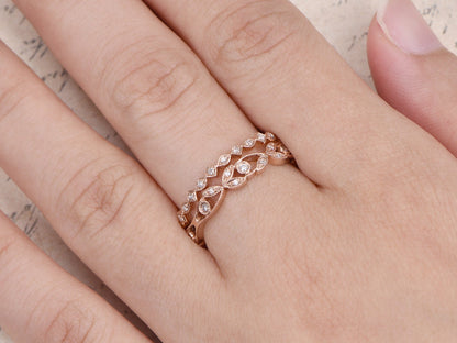 diamond-wedding-band-set-2pcs-14k-rose-gold-full-eternity-band-bezel-art-deco-design
