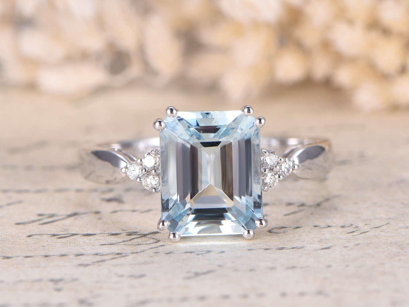 8x10mm-emerald-cut-aquamarine-engagement-ring-14k-white-gold-diamond-accent-plain-band
