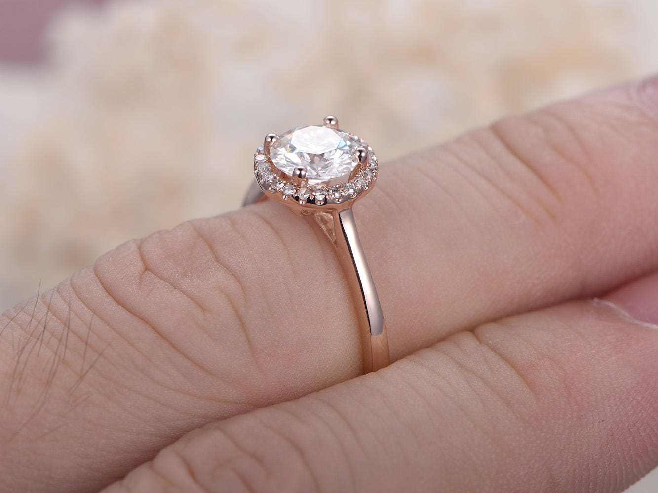 6.5mm-round-cut-moissanite-engagement-ring-diamond-ring-solid-14k-rose-gold-diamond-halo-plain-band