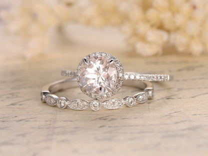 6.5mm-round-cut-morganite-engagement-ring-set-2pcs-14k-white-gold-bridal-diamond-halo-art-deco-matching-band