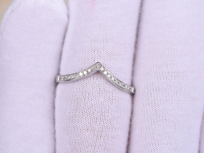 Бриллиантовое обручальное кольцо из белого золота 14K, обручальное кольцо с шевроном, V-образное обручальное кольцо, изогнутое обручальное кольцо, кольцо с микропаве бриллиантов, V-образное кольцо, женское кольцо