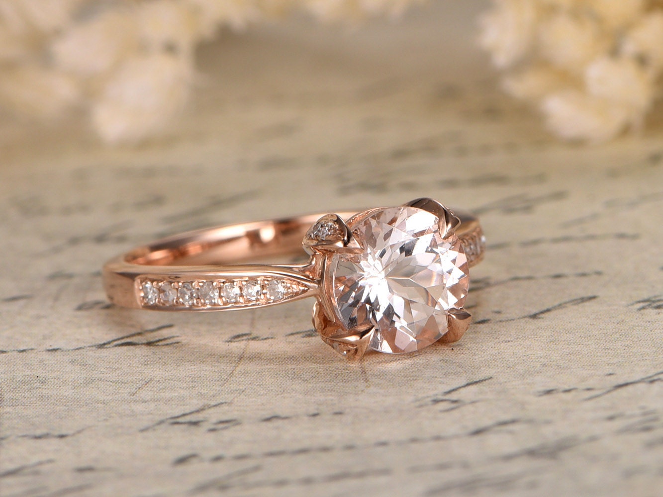 5mm-round-cut-morganite-engagement-ring-14k-rose-gold-solitaire-diamond-band-half-eternity