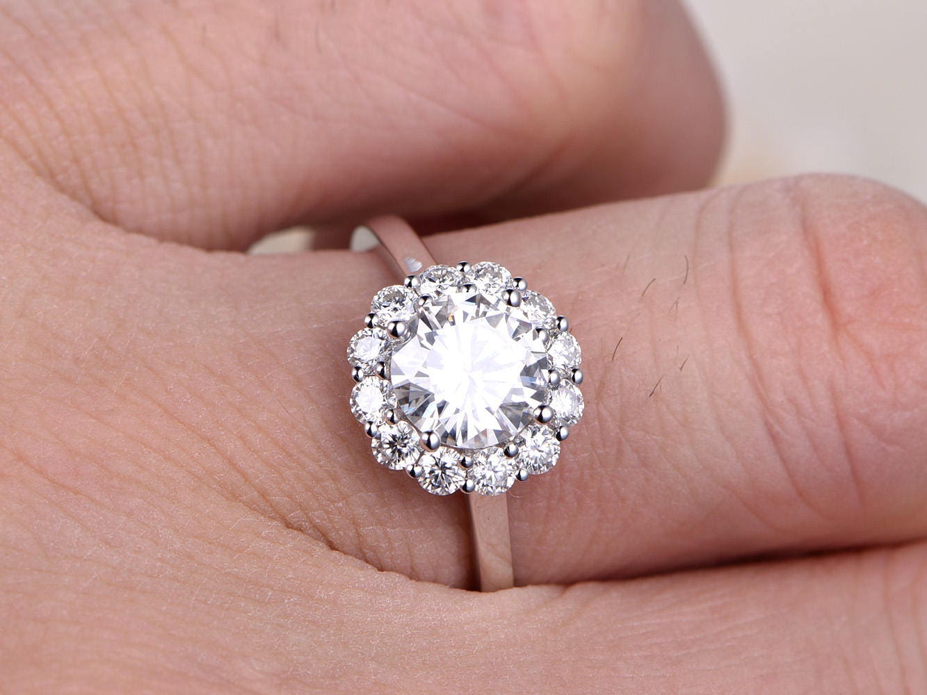 7mm-round-cut-moissanite-engagement-ring-14k-white-gold-full-cut-moissanite-plain-band-flower-design