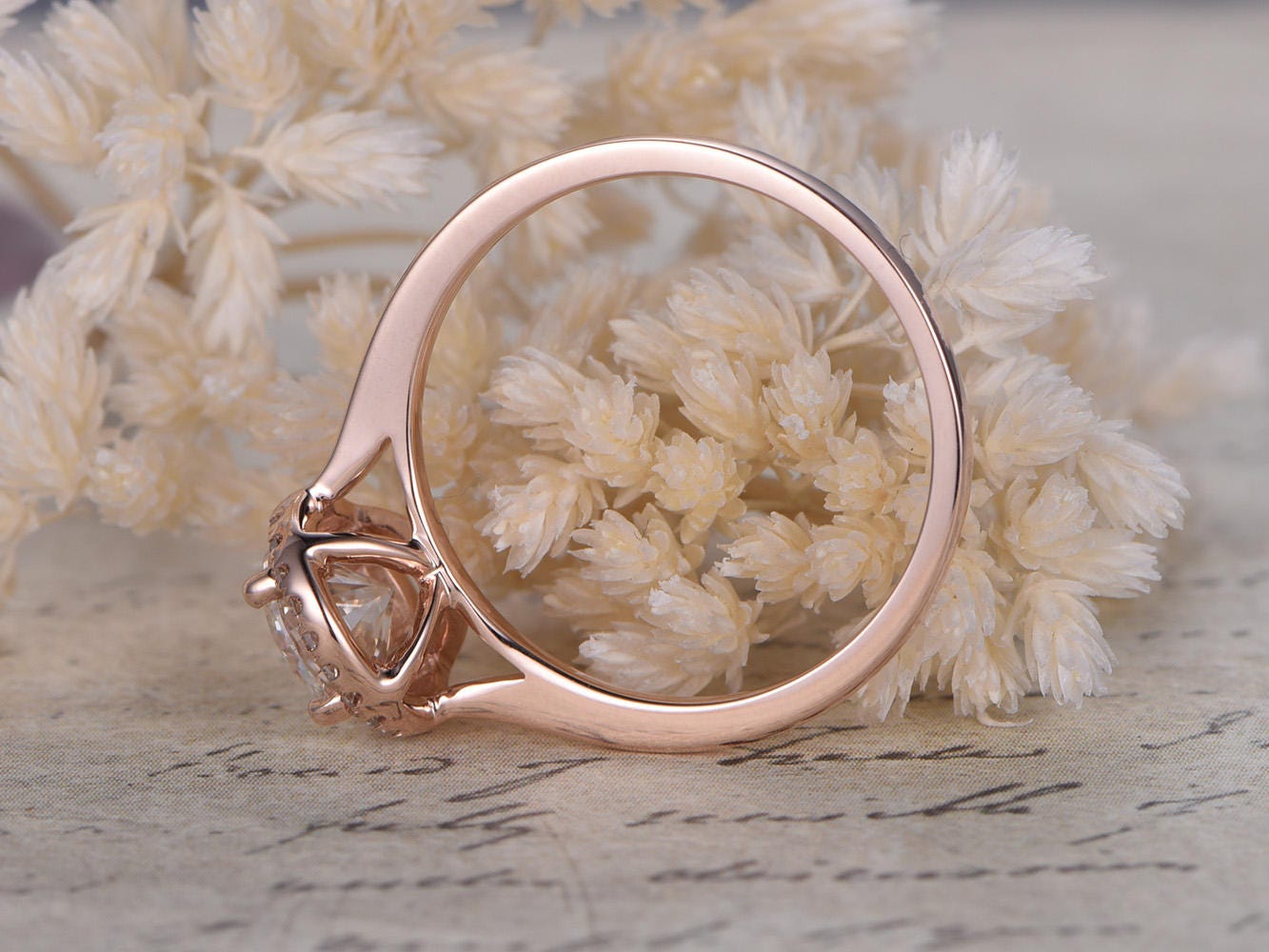 6.5mm-round-cut-moissanite-engagement-ring-diamond-ring-solid-14k-rose-gold-diamond-halo-plain-band