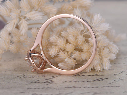 6.5mm-round-cut-moissanite-engagement-ring-diamond-ring-solid-14k-rose-gold-diamond-halo-plain-band