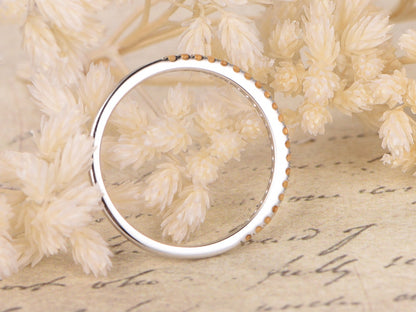 Citrine Wedding Band 14K Yellow Gold Half Eternity