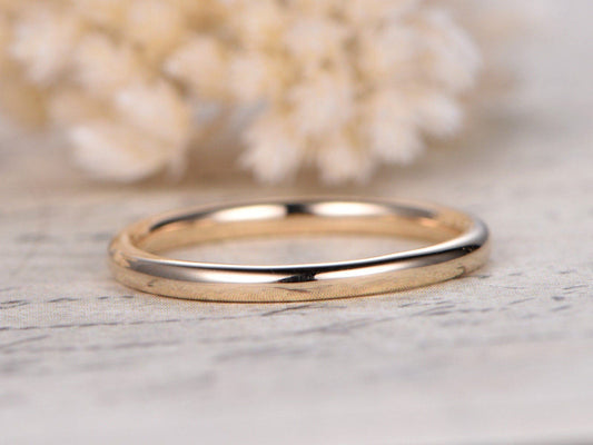 Alliance bombée, Bague bombée martelée, Bague en or, Bague classique, Bague unisexe, Alliance en or jaune massif 14 carats, Bague pour homme, Bague à finition polie