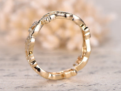 antique-diamond-wedding-band-milgrain-art-nouveau-14k-yellow-gold-flower-wedding-ring