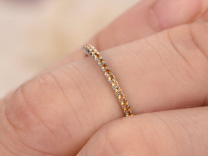 Citrine Wedding Band 14K Yellow Gold Half Eternity