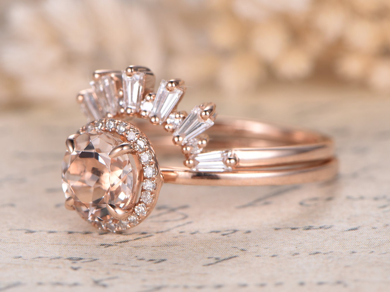7mm-round-cut-morganite-engagement-set-2pcs-14k-rose-gold-diamond-halo-diamond-crown-band