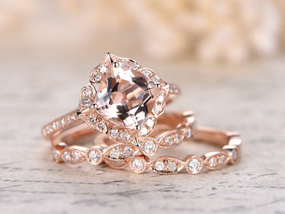 6.5mm-cushion-cut-morganite-engagement-ring-set-3pcs-14k-rose-gold-two-diamond-art-deco-matching-bands