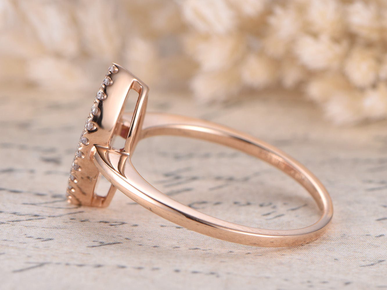 Bague de fiançailles en or rose 14 carats massif avec rubis rouge naturel VS, alliance avec diamants HALO, bague de promesse, bague de fiançailles délicate