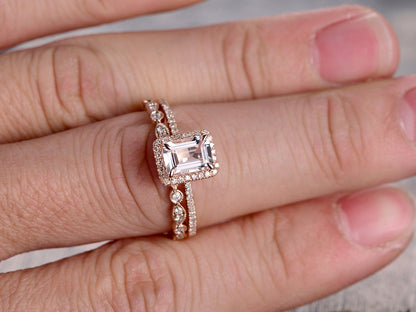 6x8mm-emerald-cut-morganite-engagement-ring-set-morganite-ring-set-and-art-deco-band-full-eternity-14k-rose-gold-bridal-rings