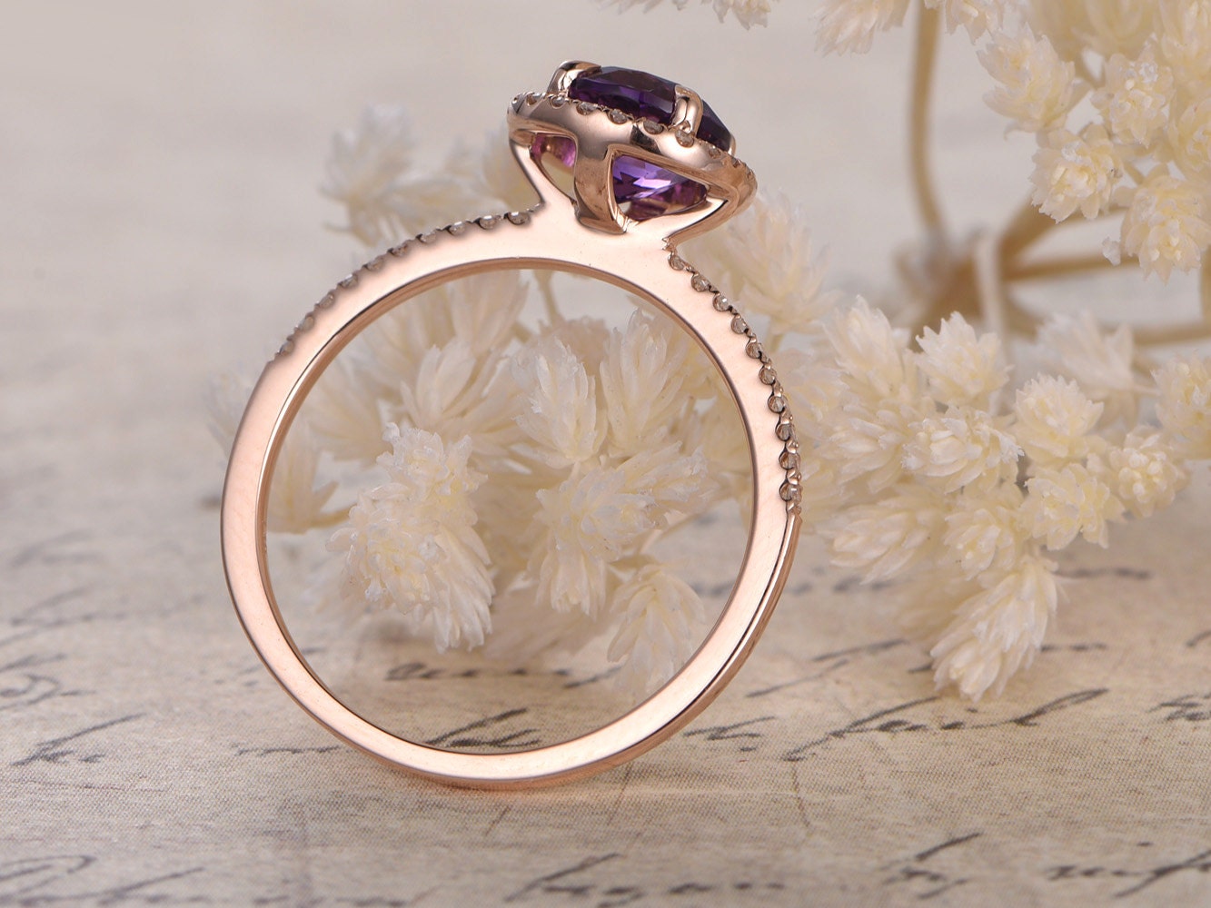 6.5mm-round-cut-amethyst-engagement-ring-14k-rose-gold-diamond-halo-half-eternity-design