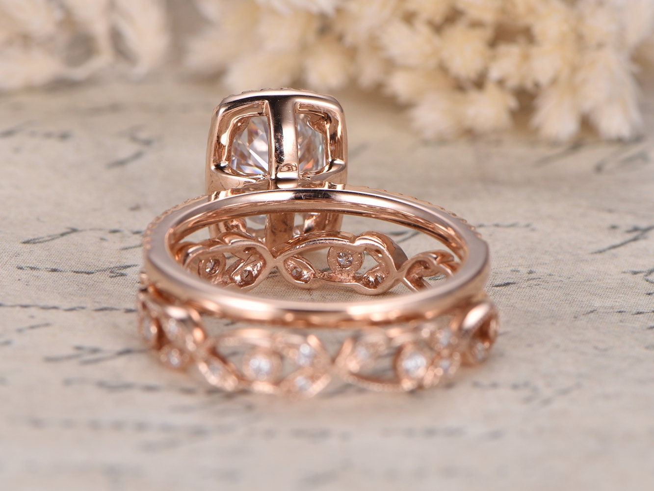 6x8mm-oval-cut-moissanite-engagement-ring-set-2pcs-14k-rose-gold-halo-diamond-floral-full-eternity-band