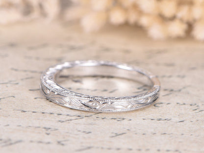 wedding-band-14k-white-gold-art-nouveau-leaf-engraving